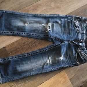 Miss Me Distressed Ankle Jeans in Blue